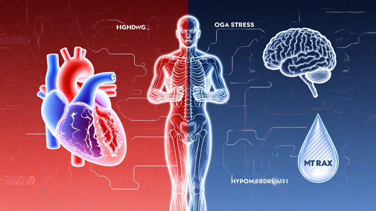 Illustration comparing marathon health benefits and risks within a runner silhouette.